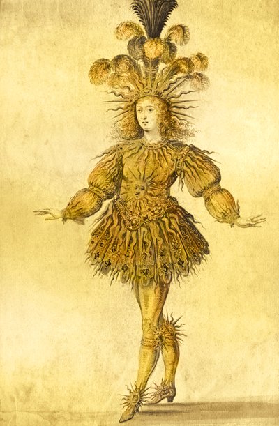 Le roi Louis XIV de France en costume du Roi Soleil dans le ballet 